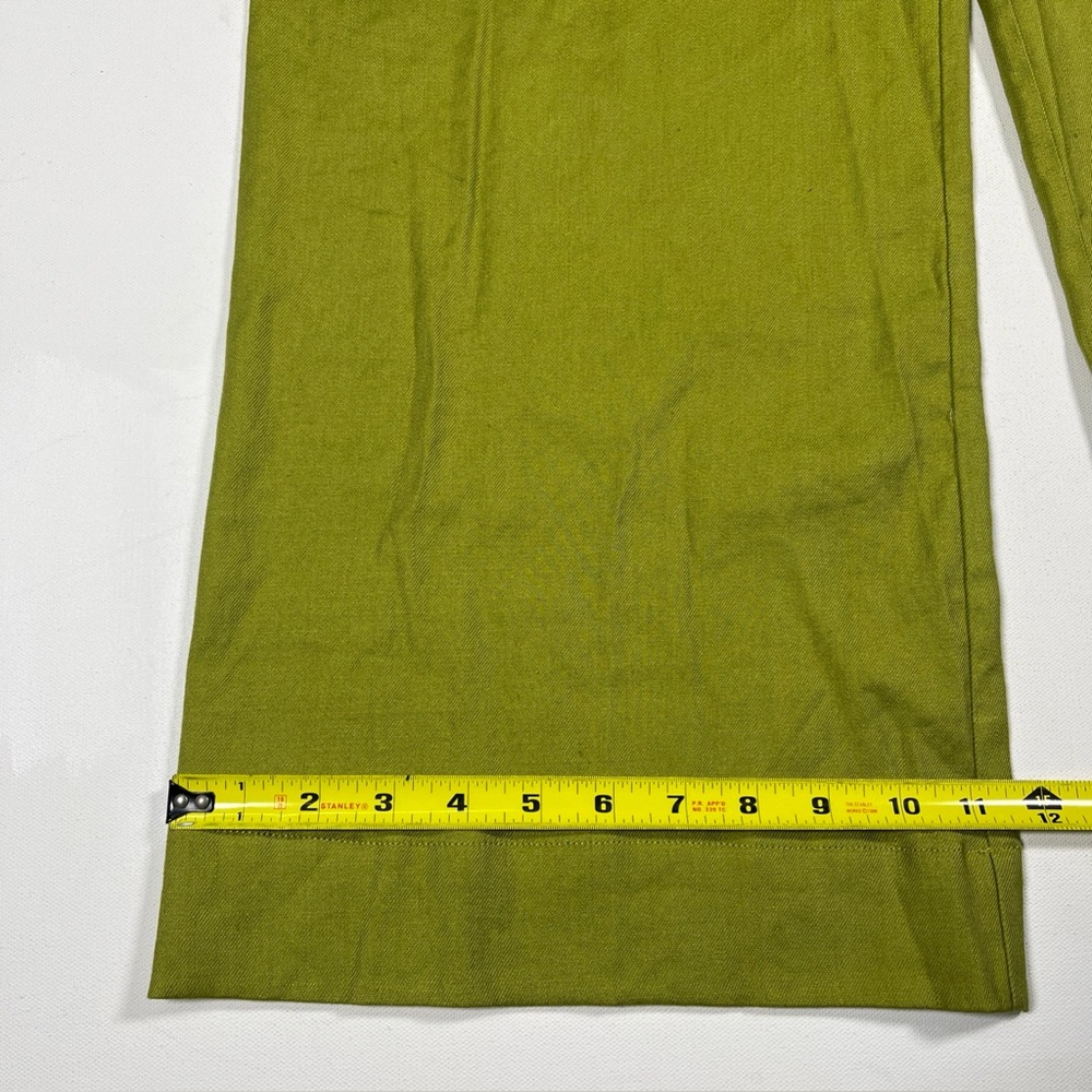Maeve Pants The Colette Wide Leg Crop Linen Blend Yellow Green Casual Work Sz 27 - Picture 8 of 15